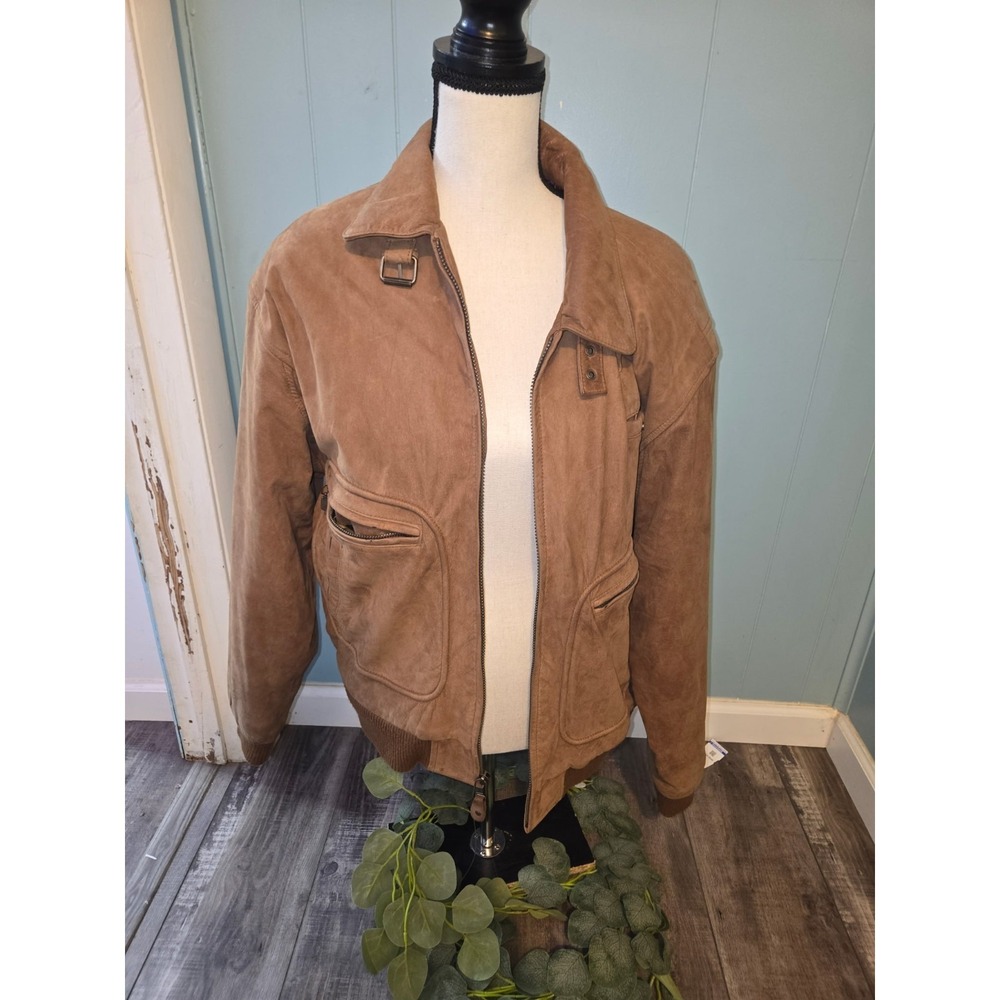 Vintage Mixed Blues Jacket Bomber Brown Genuine Leather Sz M